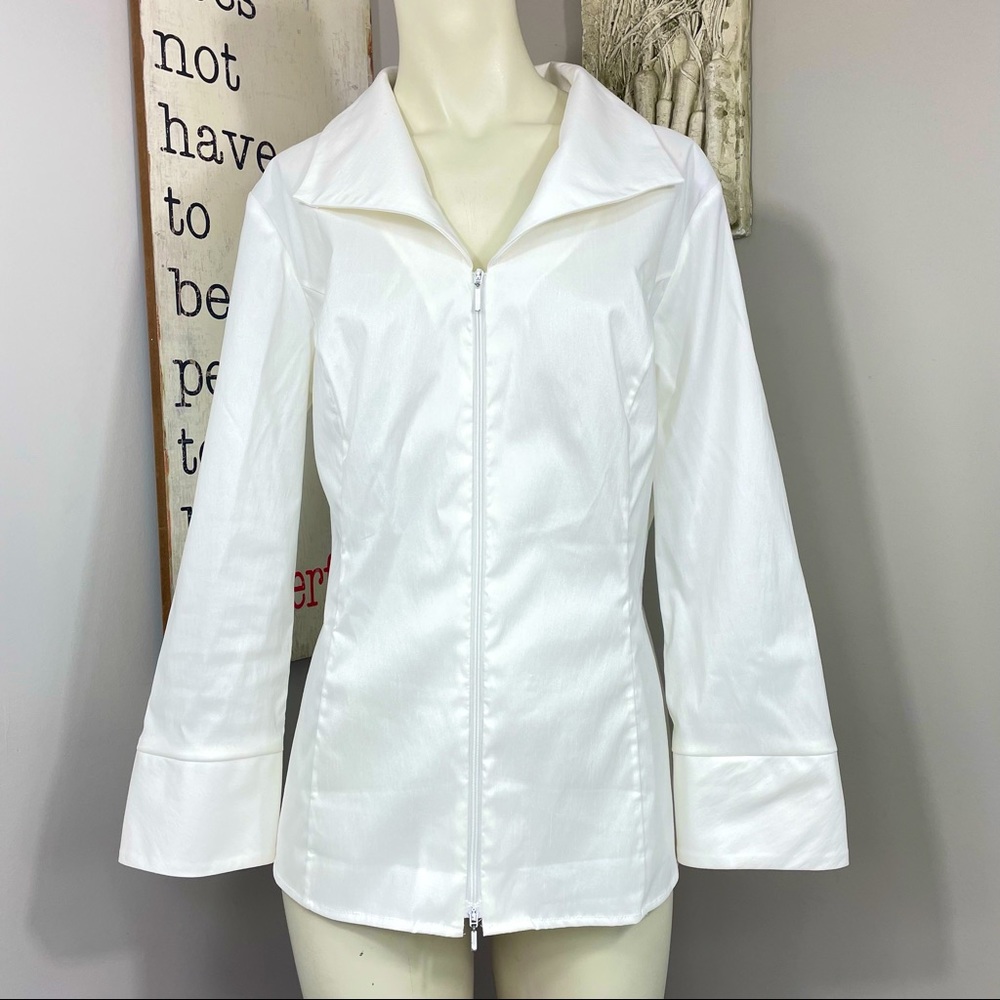 Samuel Dong crisp zip stretch blouse